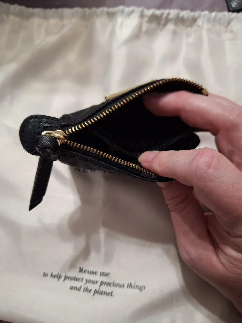 kate spade Black Nylon Wristlet Coin Pouch with Gold Plaque